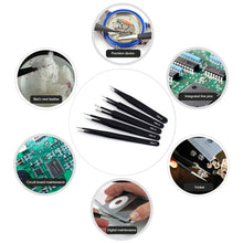 Load image into Gallery viewer, Stainless Steel Curved Straight Black Tweezer Nail Art Nipper Picking Tool Sequins Beads Making Tool Hand Tool Set
