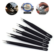 Load image into Gallery viewer, Stainless Steel Curved Straight Black Tweezer Nail Art Nipper Picking Tool Sequins Beads Making Tool Hand Tool Set
