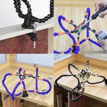 Load image into Gallery viewer, Multi Soldering Helping Hand Tool Table Clip with Magnifying Glass Third Hand Soldering Stand Welding PCB Holder Flexible Arm Soldering Tool
