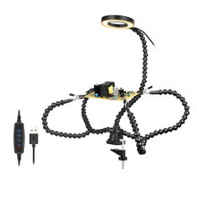 Load image into Gallery viewer, Multi Soldering Helping Hand Tool Table Clip with Magnifying Glass Third Hand Soldering Stand Welding PCB Holder Flexible Arm Soldering Tool

