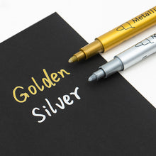 Load image into Gallery viewer, Brush Metallic Marker Pens Gold Silver Color Permanent Art Marker For Manga Crafts Scrapbooking School Stationery Supplies
