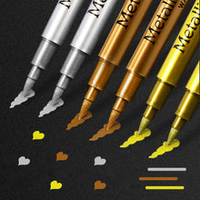 Load image into Gallery viewer, Brush Metallic Marker Pens Gold Silver Color Permanent Art Marker For Manga Crafts Scrapbooking School Stationery Supplies
