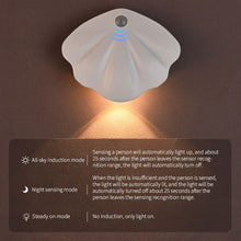 Load image into Gallery viewer, Shell Shape Wiring-Free Rechargeable Human Body Sensor Light Smart Led Night Light LED Corridor Staircase Magnetic Indoor Wall Light
