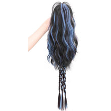 Load image into Gallery viewer, Gripping Clip Ponytail Wig Fluffy Colorful Highlight Dyed Ponytail Simulation Synthetic Wig Natural Long Curly Hair
