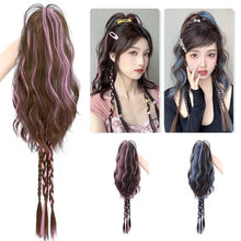 Load image into Gallery viewer, Gripping Clip Ponytail Wig Fluffy Colorful Highlight Dyed Ponytail Simulation Synthetic Wig Natural Long Curly Hair
