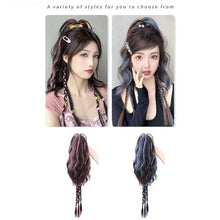 Load image into Gallery viewer, Gripping Clip Ponytail Wig Fluffy Colorful Highlight Dyed Ponytail Simulation Synthetic Wig Natural Long Curly Hair
