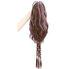 Load image into Gallery viewer, Gripping Clip Ponytail Wig Fluffy Colorful Highlight Dyed Ponytail Simulation Synthetic Wig Natural Long Curly Hair
