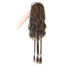 Load image into Gallery viewer, Gripping Clip Ponytail Wig Fluffy Colorful Highlight Dyed Ponytail Simulation Synthetic Wig Natural Long Curly Hair
