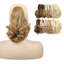 Load image into Gallery viewer, Gripping Clip Style Two Tone Highlight Dyed Wig Ponytail Natural Simulation Short Curly Hair Synthetic Hair Piece
