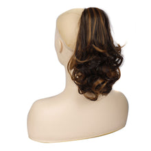 Load image into Gallery viewer, Gripping Clip Style Two Tone Highlight Dyed Wig Ponytail Natural Simulation Short Curly Hair Synthetic Hair Piece
