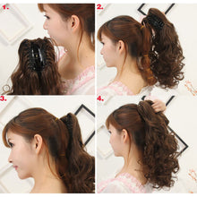 Load image into Gallery viewer, Gripping Clip Style Two Tone Highlight Dyed Wig Ponytail Natural Simulation Short Curly Hair Synthetic Hair Piece
