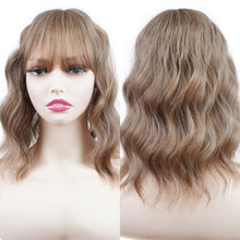 Load image into Gallery viewer, High Temperature Silk Wig Piece Air Bangs Ripple Short Curly Wig Piece Fluffy Increase Hair Volume Synthetic Wig
