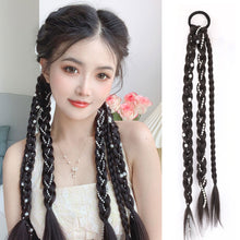Load image into Gallery viewer, Pearl Braid Wig Synthetic Wig Hair Rope Braided Hair Long Ponytail Hair Extensions False Hair Piece for Women
