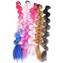 Load image into Gallery viewer, Colorful Gradient Wig Ponytail Braid Personalized Elastic Hair Rope Long Ponytail Synthetic Hair Extensions for Women
