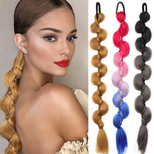 Load image into Gallery viewer, Colorful Gradient Wig Ponytail Braid Personalized Elastic Hair Rope Long Ponytail Synthetic Hair Extensions for Women
