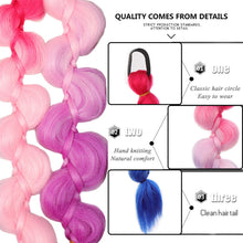 Load image into Gallery viewer, Colorful Gradient Wig Ponytail Braid Personalized Elastic Hair Rope Long Ponytail Synthetic Hair Extensions for Women
