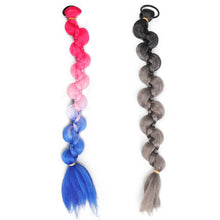 Load image into Gallery viewer, Colorful Gradient Wig Ponytail Braid Personalized Elastic Hair Rope Long Ponytail Synthetic Hair Extensions for Women
