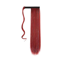 Load image into Gallery viewer, Colorful Silk Long Straight Hair Ponytail Wig Strap Style Adhesive Buckle Synthetic Wig Ponytail Hair Extensions
