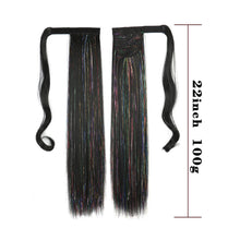 Load image into Gallery viewer, Colorful Silk Long Straight Hair Ponytail Wig Strap Style Adhesive Buckle Synthetic Wig Ponytail Hair Extensions
