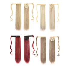 Load image into Gallery viewer, Colorful Silk Long Straight Hair Ponytail Wig Strap Style Adhesive Buckle Synthetic Wig Ponytail Hair Extensions
