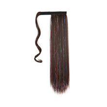 Load image into Gallery viewer, Colorful Silk Long Straight Hair Ponytail Wig Strap Style Adhesive Buckle Synthetic Wig Ponytail Hair Extensions
