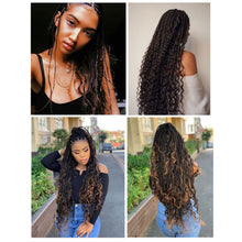 Load image into Gallery viewer, Gradient Crochet Wig Braids Natural Simulation Long Curly Hair 24inch Synthetic Hair Extensions for Women
