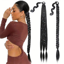 Load image into Gallery viewer, Colored High-temperature Silk Wig Ponytail Braid Shiny Laser Silk Ponytail Simulation Synthetic Wig Hairband Hair Extensions
