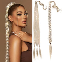 Load image into Gallery viewer, Colored High-temperature Silk Wig Ponytail Braid Shiny Laser Silk Ponytail Simulation Synthetic Wig Hairband Hair Extensions
