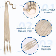 Load image into Gallery viewer, Colored High-temperature Silk Wig Ponytail Braid Shiny Laser Silk Ponytail Simulation Synthetic Wig Hairband Hair Extensions

