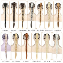 Load image into Gallery viewer, Long Straight Synthetic Hair Extension Braided Fishtail Fishbone Drawstring Ponytail Hair Ombre Blonde For White Women
