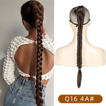 Load image into Gallery viewer, Long Straight Synthetic Hair Extension Braided Fishtail Fishbone Drawstring Ponytail Hair Ombre Blonde For White Women
