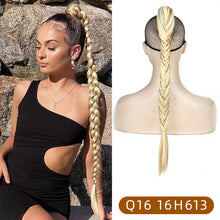 Load image into Gallery viewer, Long Straight Synthetic Hair Extension Braided Fishtail Fishbone Drawstring Ponytail Hair Ombre Blonde For White Women
