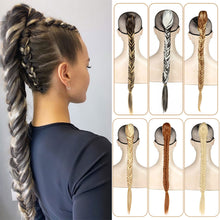 Load image into Gallery viewer, Long Straight Synthetic Hair Extension Braided Fishtail Fishbone Drawstring Ponytail Hair Ombre Blonde For White Women
