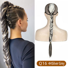 Load image into Gallery viewer, Long Straight Synthetic Hair Extension Braided Fishtail Fishbone Drawstring Ponytail Hair Ombre Blonde For White Women
