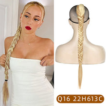 Load image into Gallery viewer, Long Straight Synthetic Hair Extension Braided Fishtail Fishbone Drawstring Ponytail Hair Ombre Blonde For White Women
