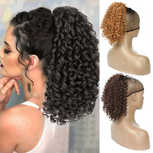 Load image into Gallery viewer, Women's Synthetic Ponytail Short Curly Hair Explosive Head Wig Spiral Curls Braiding Hair Stretched Loose Wave Wig
