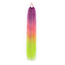Load image into Gallery viewer, 9-strand Braided Colorful Laser Silk Fake Hair Ponytail Extension Hair Colorful Braid Gradient Color Wig for Women Girls
