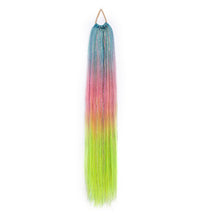 Load image into Gallery viewer, 9-strand Braided Colorful Laser Silk Fake Hair Ponytail Extension Hair Colorful Braid Gradient Color Wig for Women Girls
