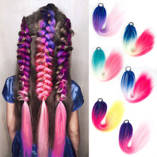 Load image into Gallery viewer, 9-strand Braided Colorful Laser Silk Fake Hair Ponytail Extension Hair Colorful Braid Gradient Color Wig for Women Girls
