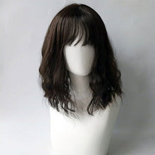 Load image into Gallery viewer, Women's Medium Length Wig Water Ripple Curly Wig Wigs with Bangs Female Pink Wig Heat Resistant Synthetic Hair Lolita Hair
