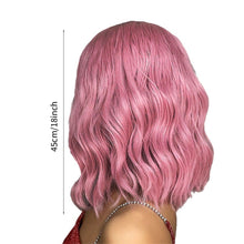 Load image into Gallery viewer, Women's Medium Length Wig Water Ripple Curly Wig Wigs with Bangs Female Pink Wig Heat Resistant Synthetic Hair Lolita Hair
