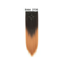 Load image into Gallery viewer, 7pcs/Set Long Straight Hair Extension Wig Gradient High Tempreture Synthetic Hairpiece Clip in Red Women Hair Extensions
