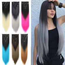 Load image into Gallery viewer, 7pcs/Set Long Straight Hair Extension Wig Gradient High Tempreture Synthetic Hairpiece Clip in Red Women Hair Extensions

