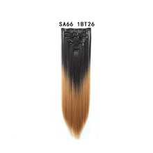 Load image into Gallery viewer, 7pcs/Set Long Straight Hair Extension Wig Gradient High Tempreture Synthetic Hairpiece Clip in Red Women Hair Extensions
