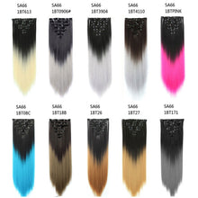 Load image into Gallery viewer, 7pcs/Set Long Straight Hair Extension Wig Gradient High Tempreture Synthetic Hairpiece Clip in Red Women Hair Extensions
