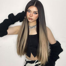 Load image into Gallery viewer, 7pcs/Set Long Straight Hair Extension Wig Gradient High Tempreture Synthetic Hairpiece Clip in Red Women Hair Extensions
