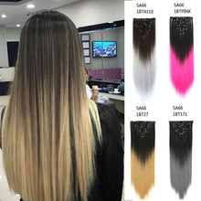 Load image into Gallery viewer, 7pcs/Set Long Straight Hair Extension Wig Gradient High Tempreture Synthetic Hairpiece Clip in Red Women Hair Extensions
