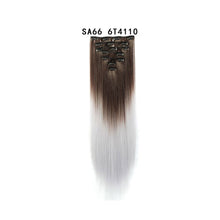 Load image into Gallery viewer, 7pcs/Set Long Straight Hair Extension Wig Gradient High Tempreture Synthetic Hairpiece Clip in Red Women Hair Extensions
