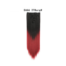 Load image into Gallery viewer, 7pcs/Set Long Straight Hair Extension Wig Gradient High Tempreture Synthetic Hairpiece Clip in Red Women Hair Extensions
