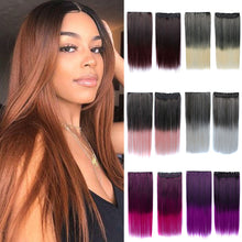 Load image into Gallery viewer, Gradient Color Wig Piece High-temperature Silk Synthetic Hair Women False Hair Piece Wig Straight Hair Hair Clip
